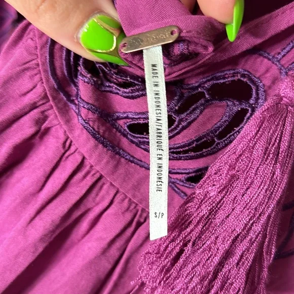 Free People Aya Embroidered Fuchsia Dress Sz Small - Picture 4 of 5